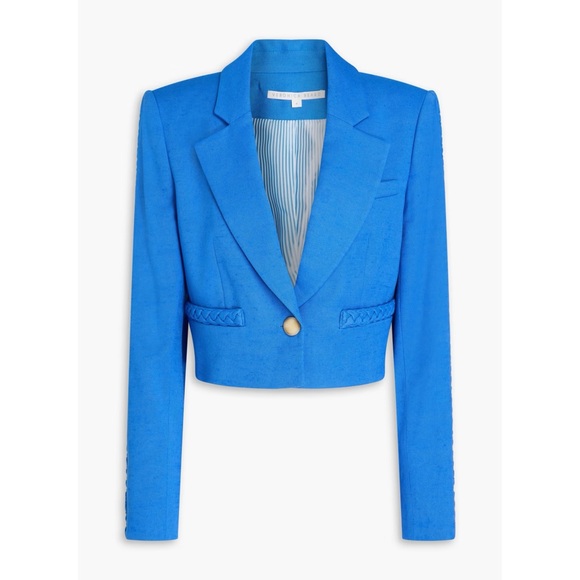 $598 NWOT Veronica Beard Behren Cropped Woven Blazer Jacket in Azure Blue Sz 6 - Picture 3 of 15